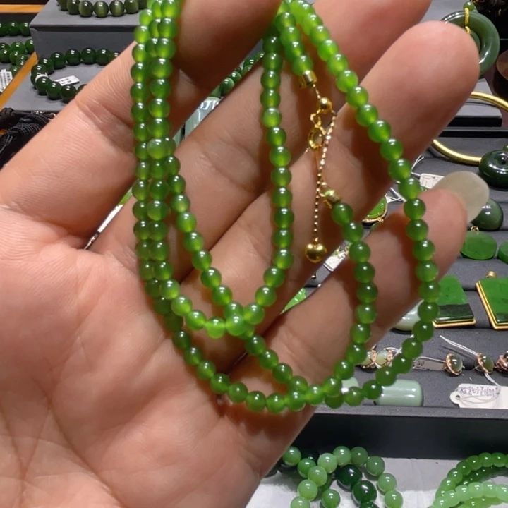 和田玉（碧玉）18K金镶嵌手链