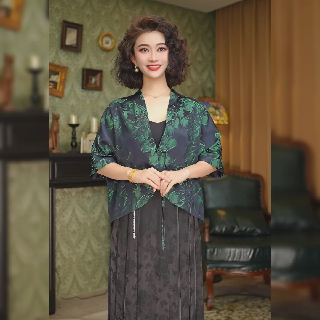 仫赐新中式轻国风独特别致黑色衬衫女设计感短外套MCFWT0153