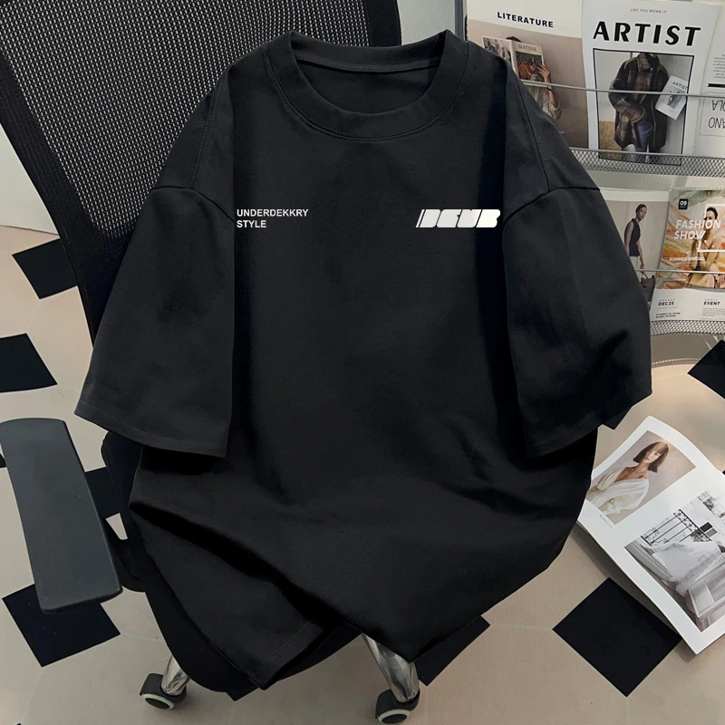 (新疆直发！新疆棉)美式休闲印花T恤短袖宽松中长款时尚百搭上衣