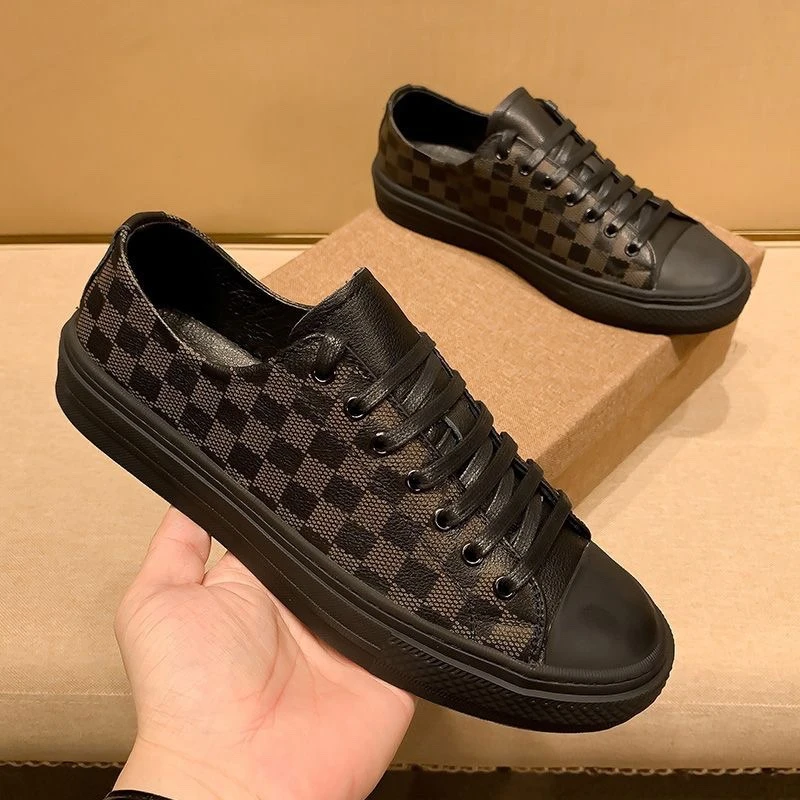 轻奢皮鞋男韩版板鞋小黑鞋小白鞋头真皮百搭一脚蹬层休闲男士透气