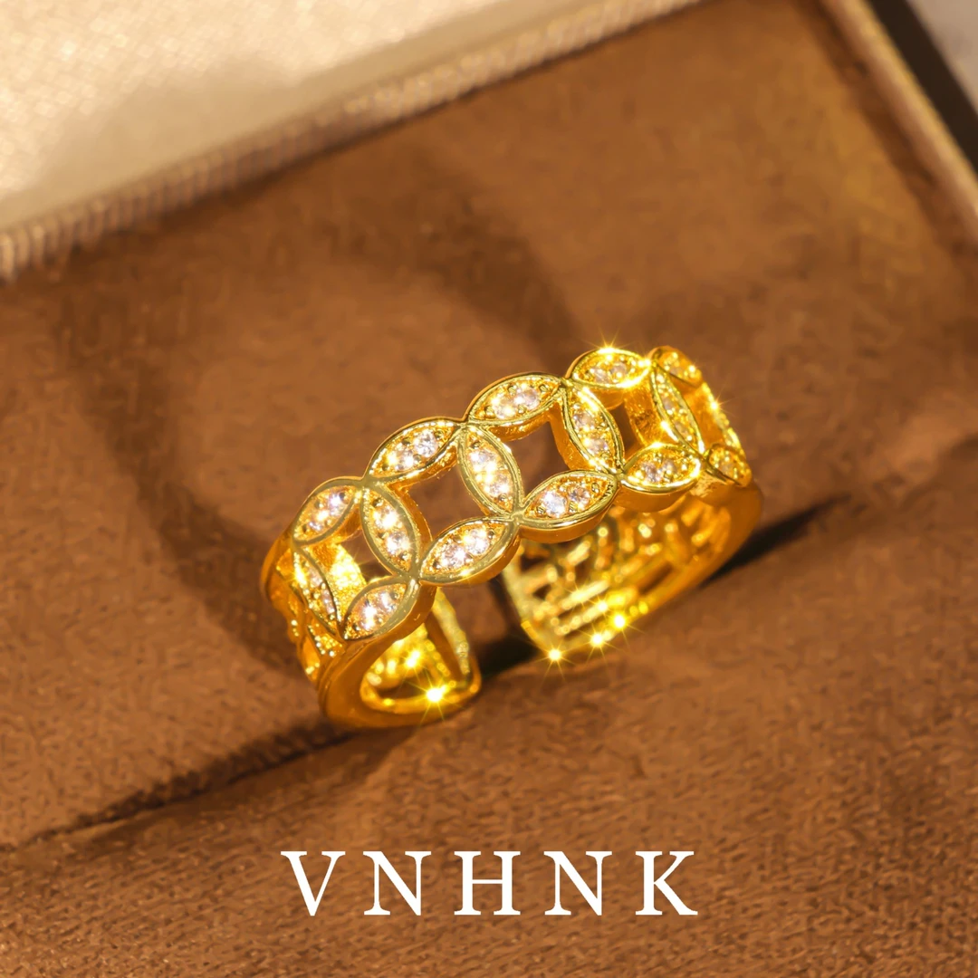 铜合金合成锆石戒指 美可儿   H434   金色时尚气质戒指预售