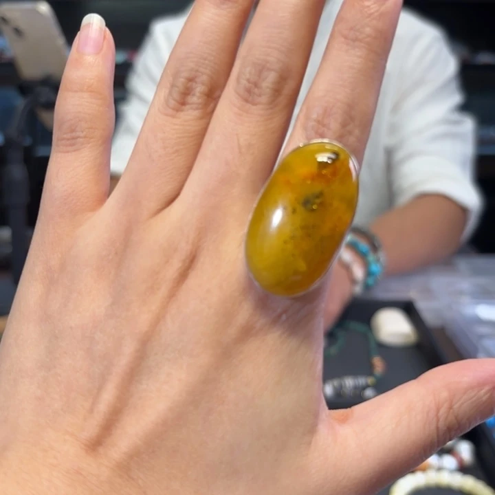 蜜蜡颈饰银S925镶嵌蜜蜡