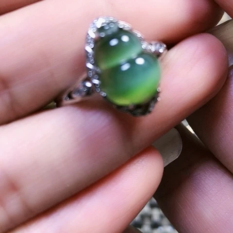 和田玉银S925镶嵌戒指