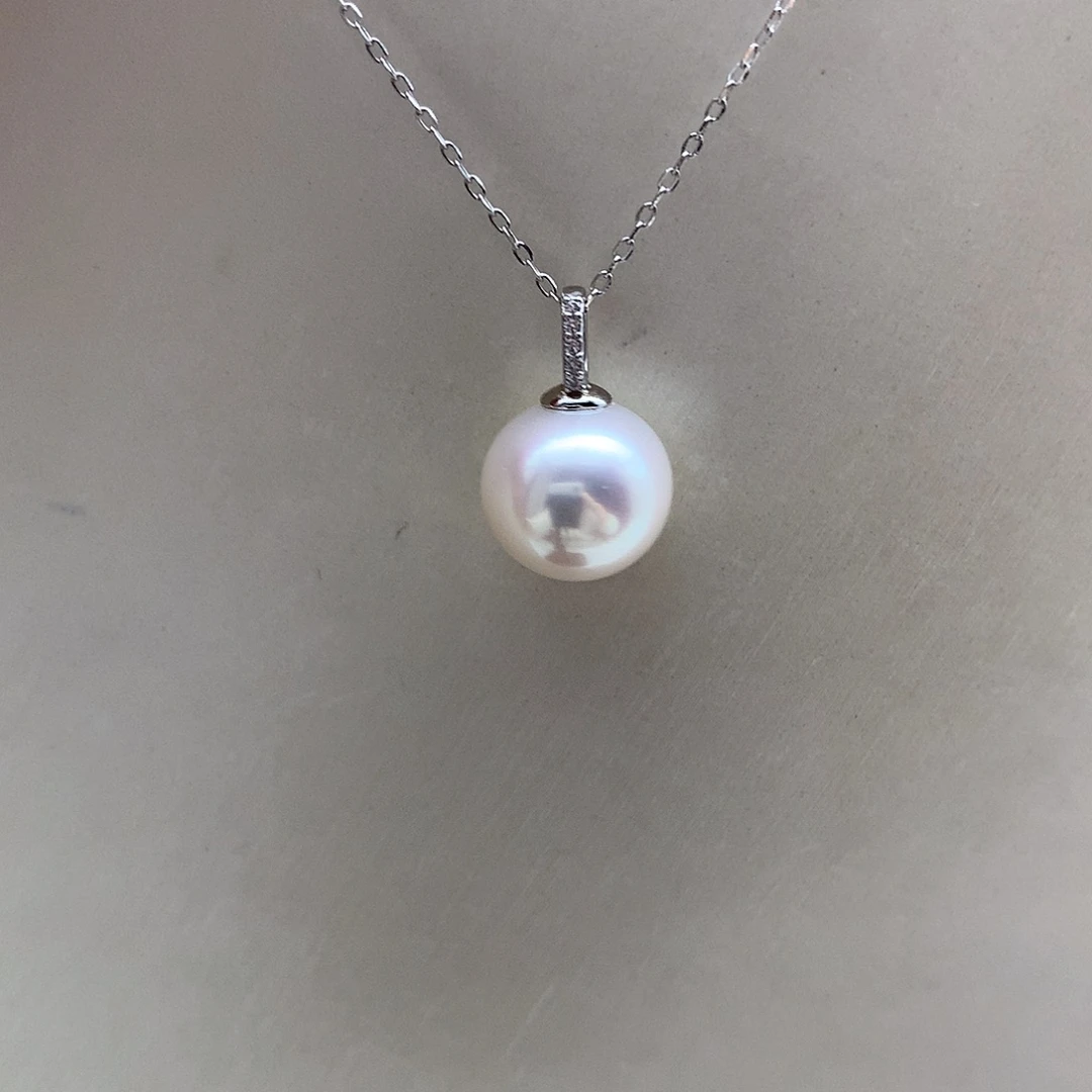 淡水珍珠吊坠(赠链)银S925镶嵌11-12mm奶嘴