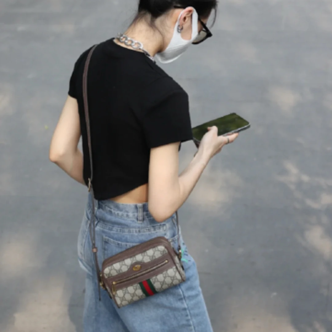 95新 GUCCI/古驰 老花小号相机包/全原/95新