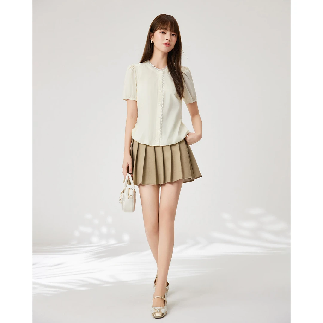 IEF/爱依服2025夏季新款韩版甜美温柔小女人气质通勤上衣流光风