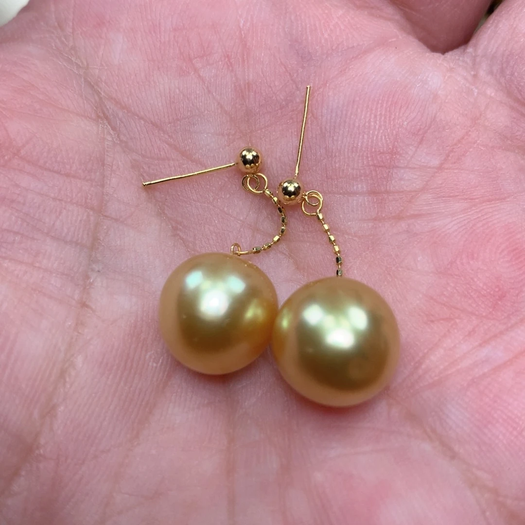 18K金镶嵌耳饰海水珍珠