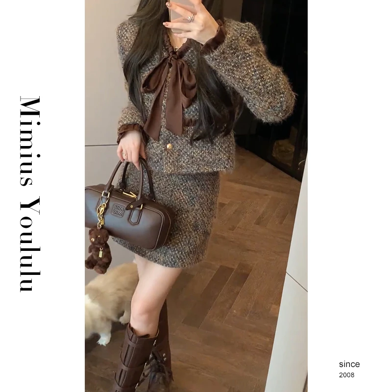 【mimius】游鹿鹿 法式小香风蝴蝶结外套套装 汉服 F10256-2