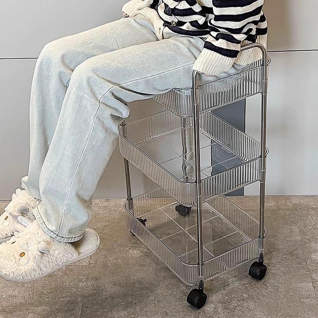 亚克力零食置物架落地多层可移动小推车化妆品柜子客厅卧室收纳架