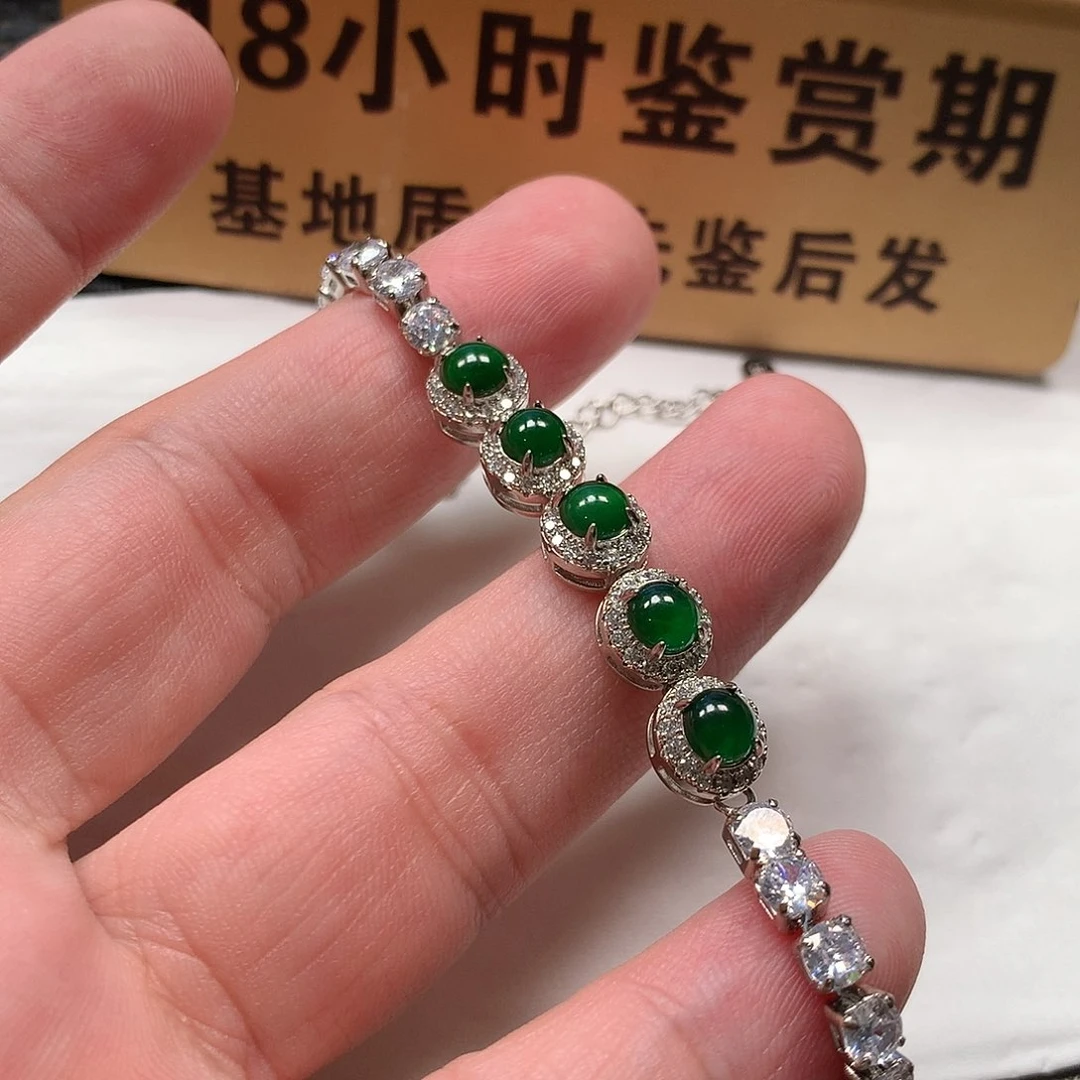 颈饰银S925镶嵌翡翠危料