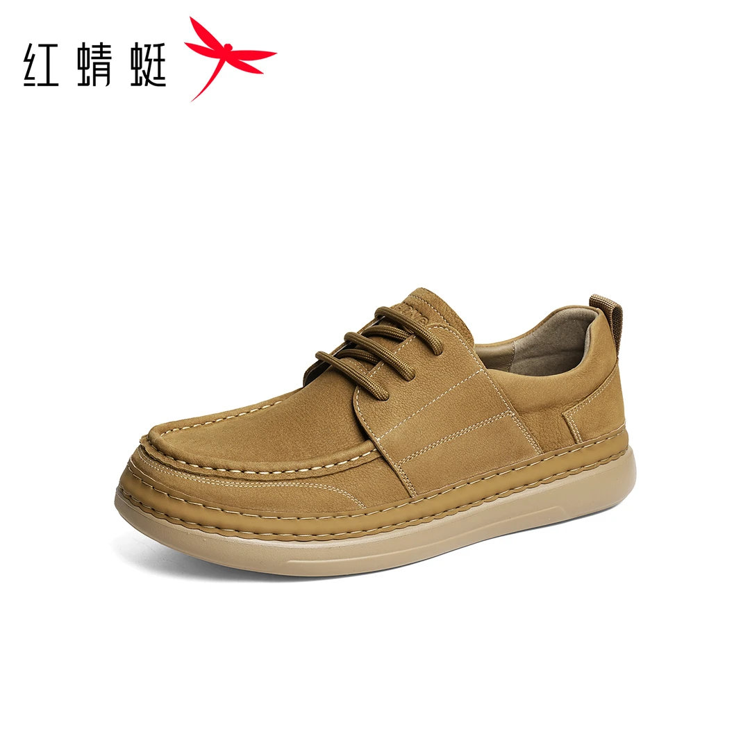 红蜻蜓休闲皮鞋2025秋季新款男鞋软底勃肯鞋男款工装板鞋袋鼠鞋子