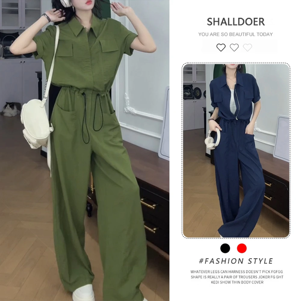 轻熟风高级感工装连体裤2025夏季新款小众女装帅气阔腿显瘦连体裤