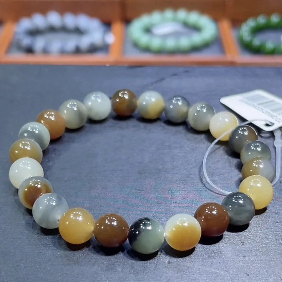 新疆和田玉楼兰三色手串8mm