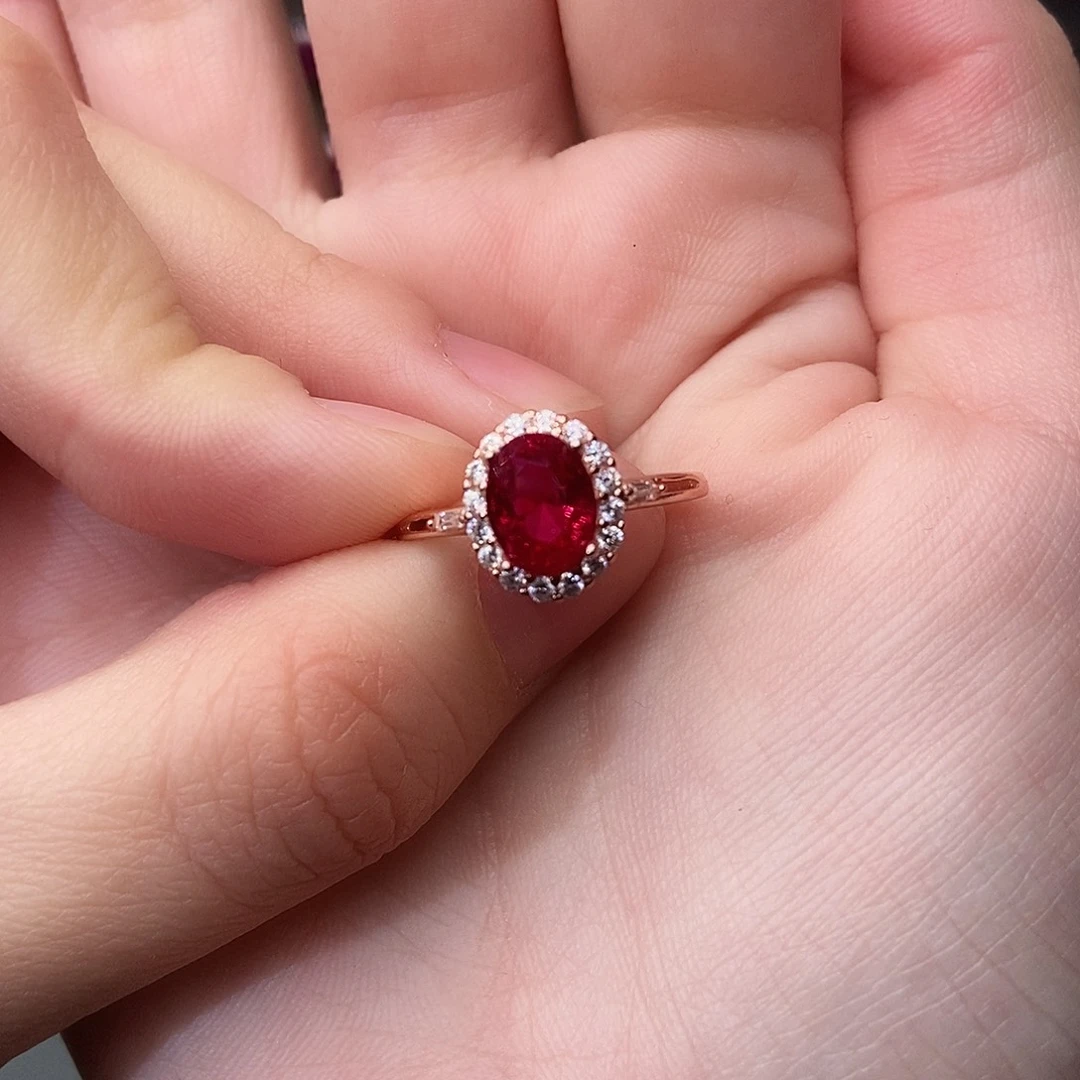 红宝石银S925镶嵌戒指