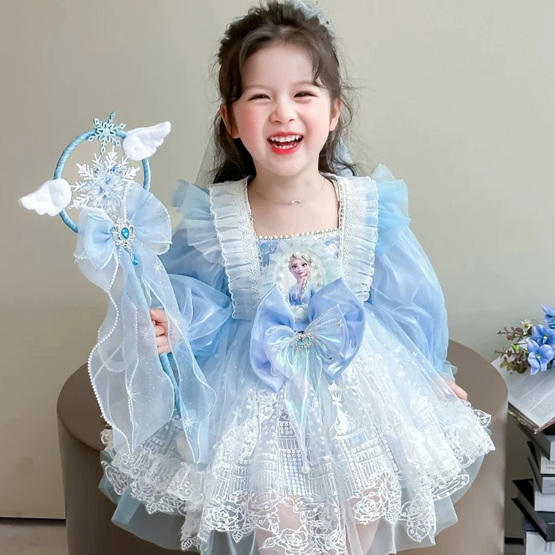 女童洛丽塔爱莎公主裙春儿加绒童超仙冰雪奇缘蓬蓬裙生日艾莎裙子