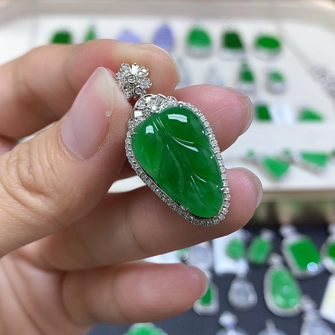 翡翠18K金镶嵌吊坠(不含链)