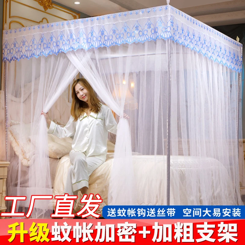 2025新款家用宫廷蚊帐加粗支架落地公主风加密加厚纹账老式三开门