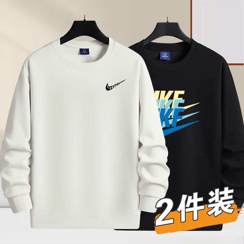 NK潮牌圆领卫衣男士长袖打底衫2025新款秋季宽松休闲百搭上衣服