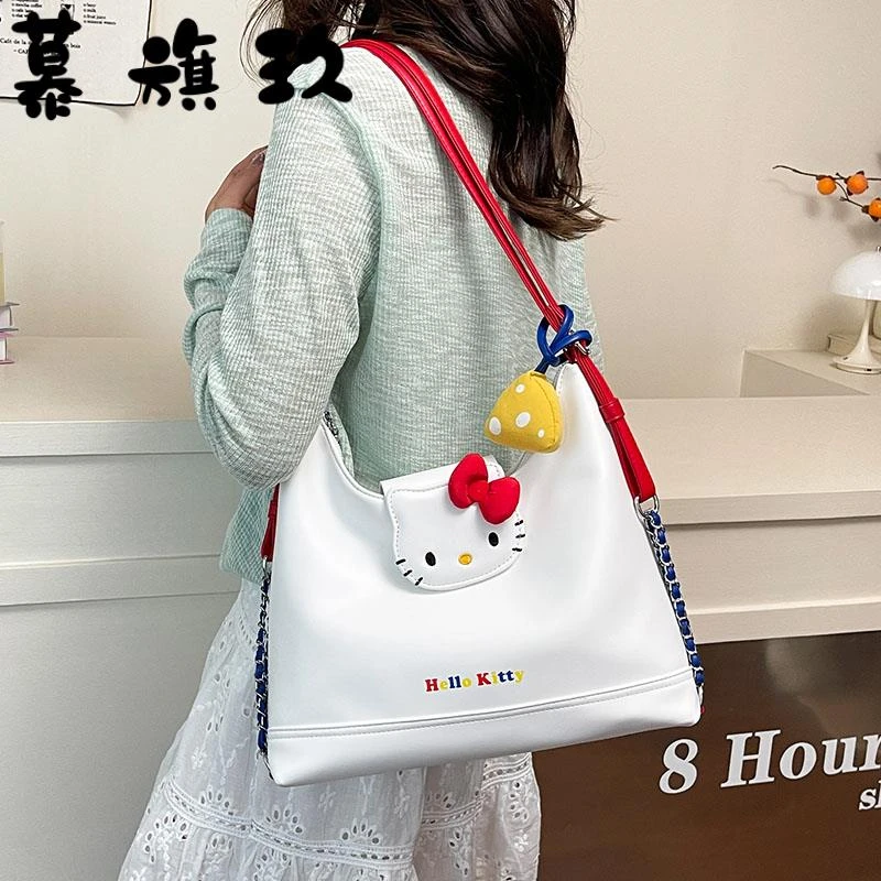 韩国可爱猫咪大容量双肩包2025夏少女气质百搭学生上课超火单肩包