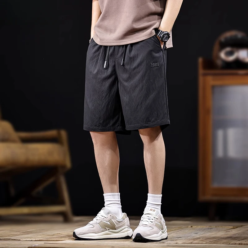 新款冰感科技冰丝休闲短裤男2025夏季男士五分裤宽松大码抗皱中裤