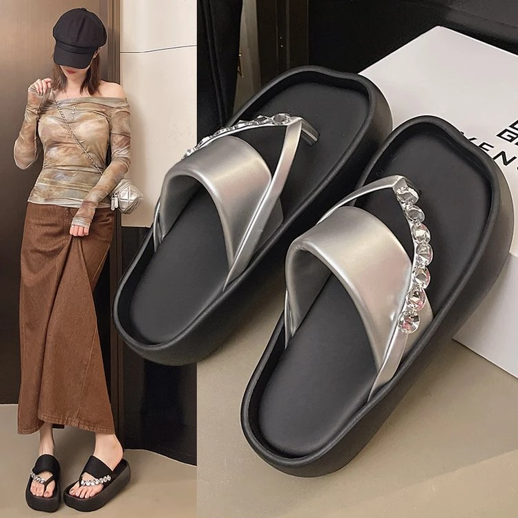 2025夏季新款外穿休闲度假人字女法式厚底女鞋2025款网红款