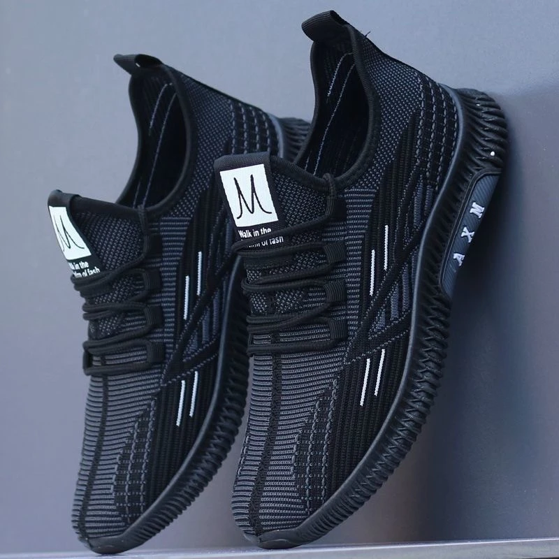 跑步防臭男透气健步鞋夏季网面鞋防滑软底一脚蹬运动鞋超轻薄男鞋