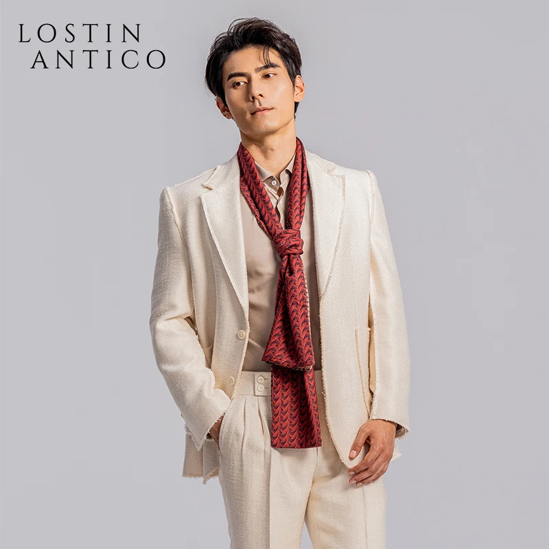 意式秀场同款设计师复古老钱小香风流苏毛边设计感男士单西外套潮