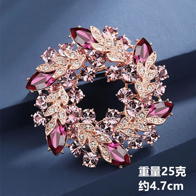 锌合金胸针 A113名媛风双层花环胸针