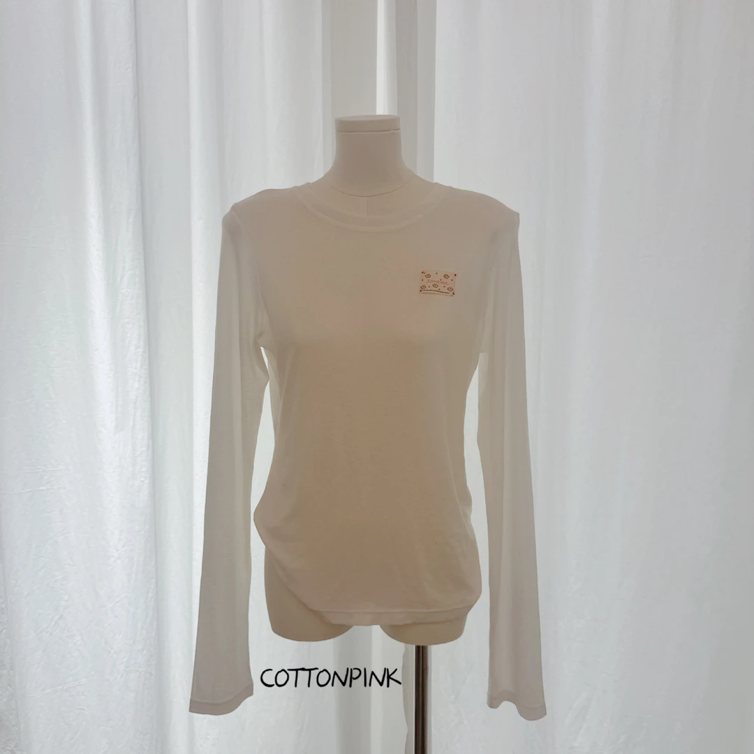 COTTONPINK女装纯色简约打底T恤修身圆领休闲风百搭长袖上衣女
