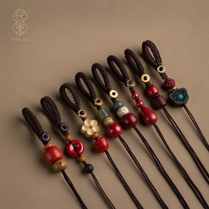 天然辰砂钥匙扣朱砂手工编绳汽车钥匙挂件半成品金刚结挂绳配饰