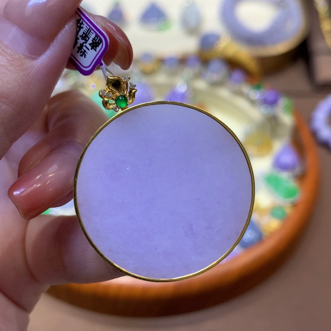 翡翠18K金镶嵌吊坠(不含链)