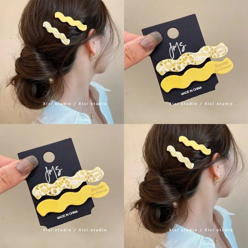 鎏金拾光！韩系醋酸波浪发夹！清新鸭嘴夹甜美侧边夹新品新款发饰