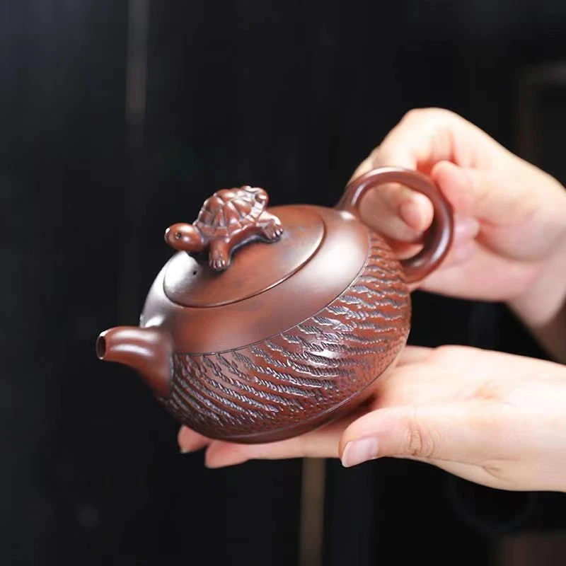 迎客-紫陶福龟西施壶250ml礼盒装 ZH151