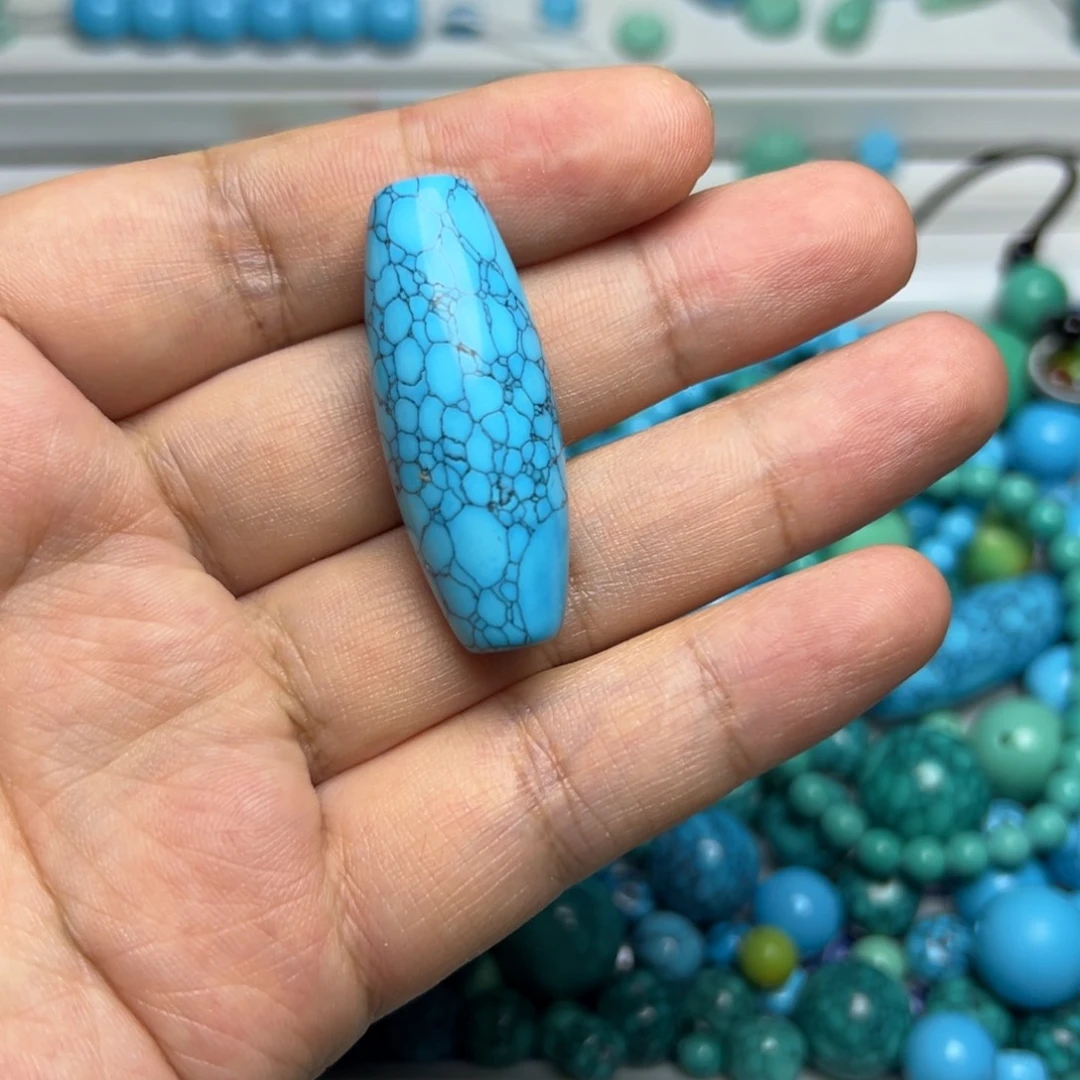 卡40*15+蓝花长桶珠枣珠脖挂diy配饰
