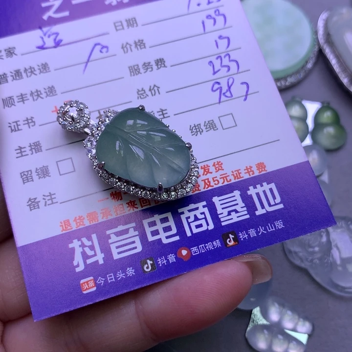 翡翠颈饰银S925镶嵌逗*