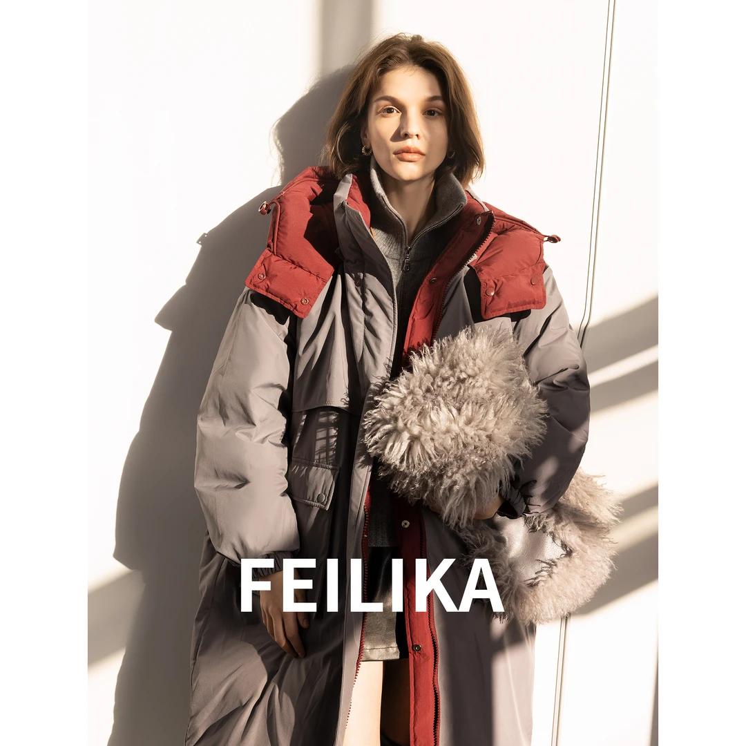 FEILIKA【两面穿】长款风衣羽绒服户外时尚宽松保暖女款外套