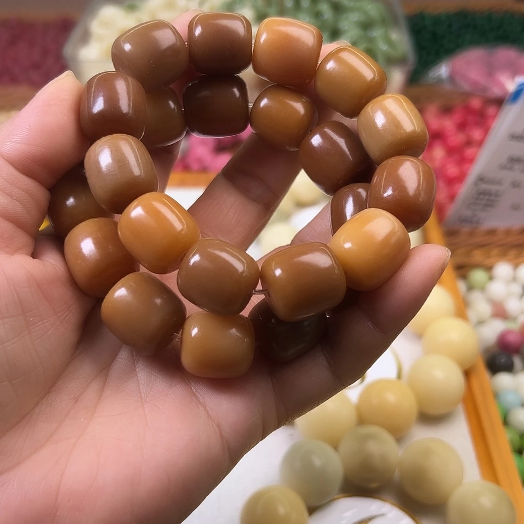 菩提根/象牙果手串微瑕卡17咖年糕一条