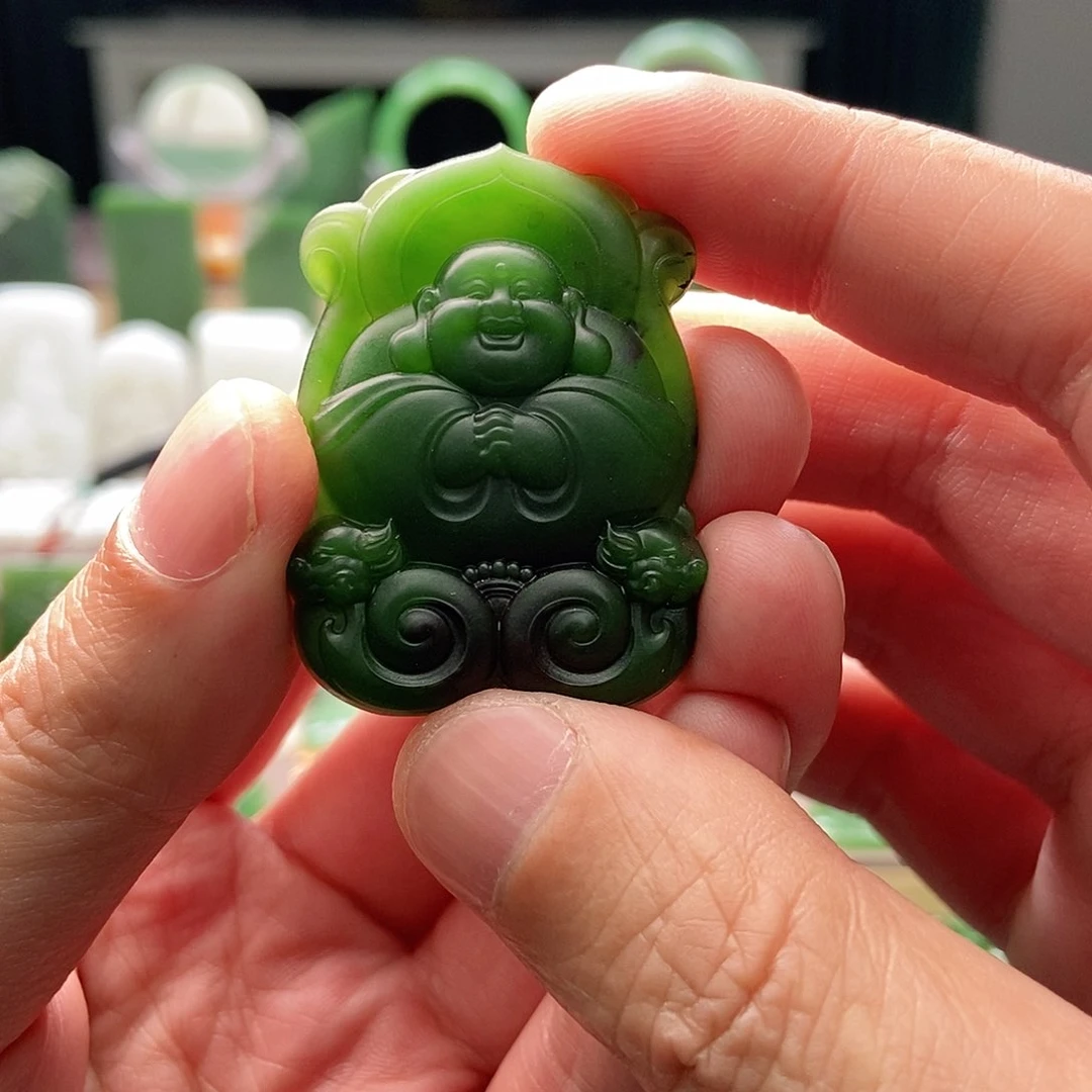 和田玉（碧玉）颈饰未镶嵌大*儿