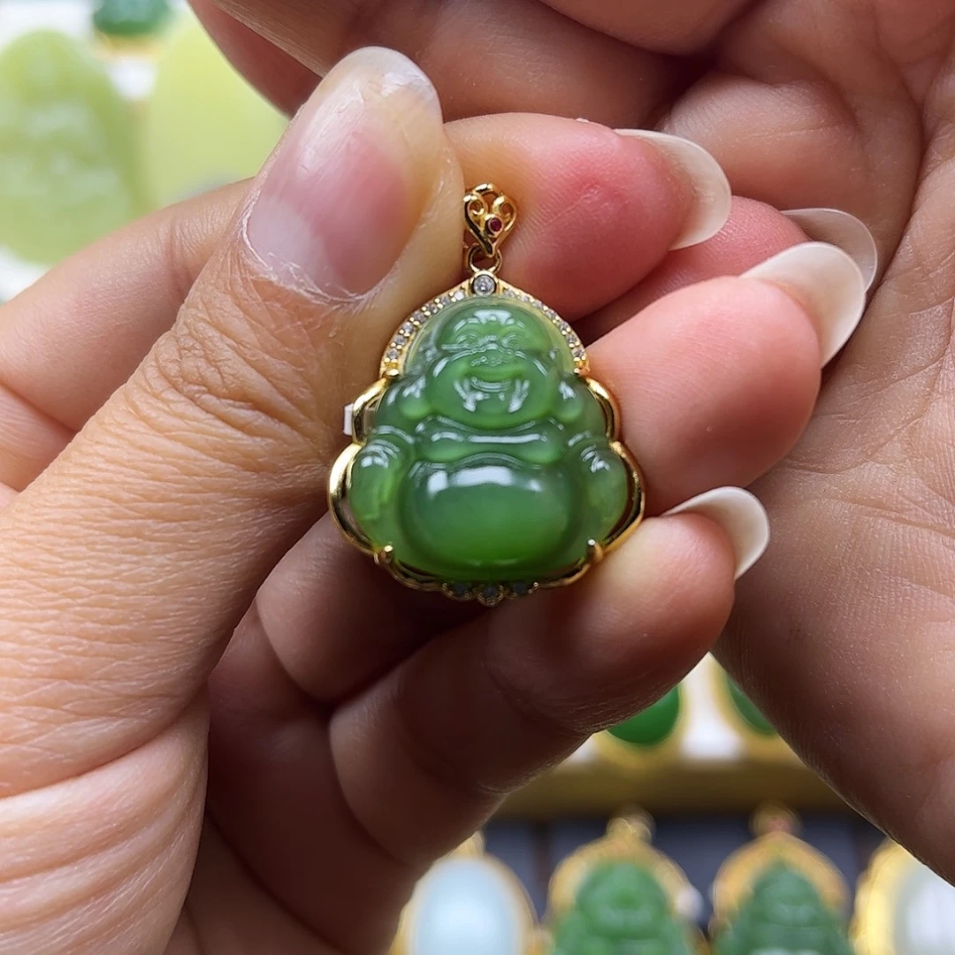 和田玉银S925镶嵌颈饰猫眼