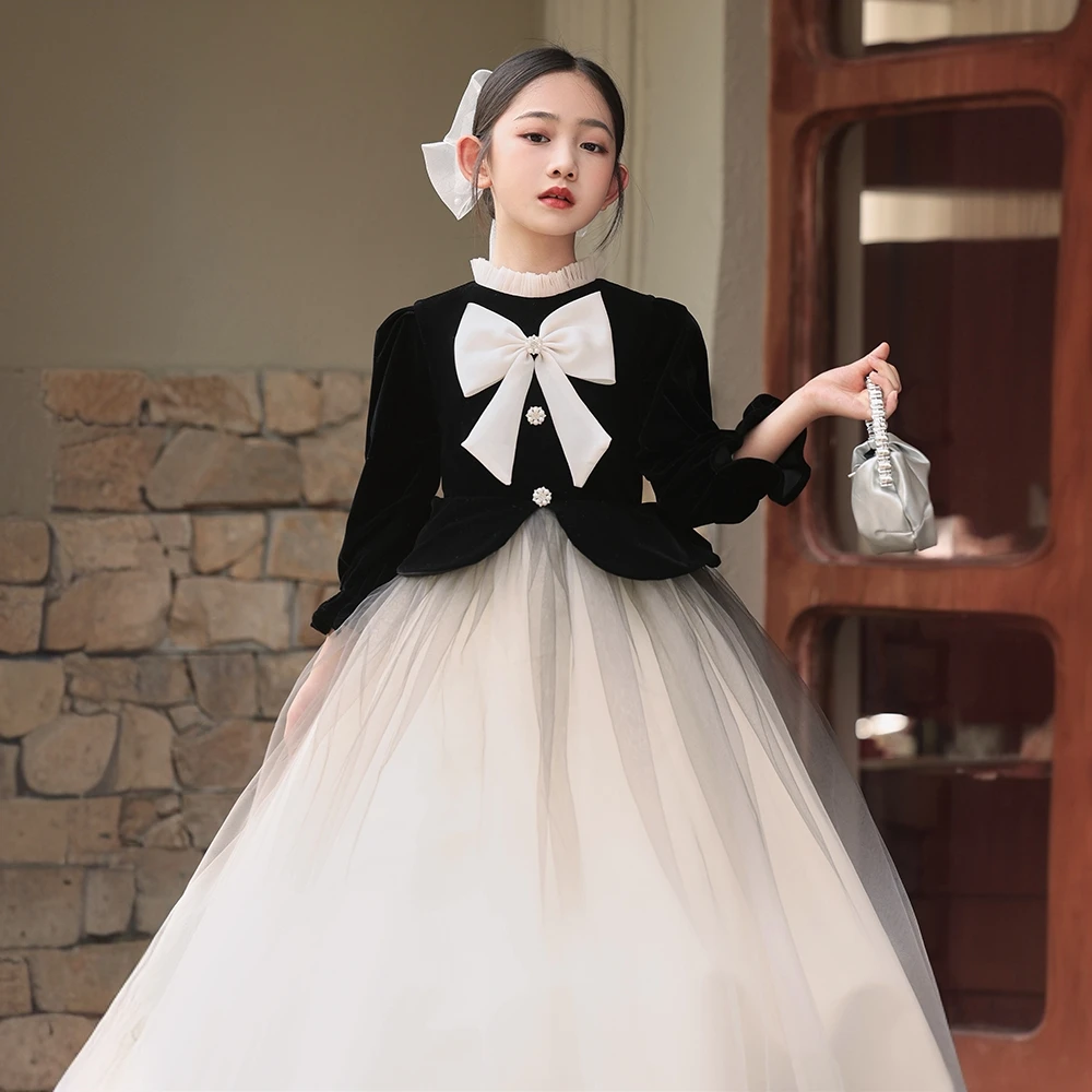 女童晚礼服花童高端生日礼服女孩公主裙儿童主持人钢琴演奏演出服