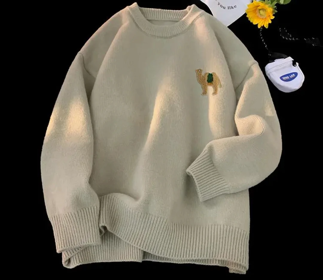 新款长袖宽松套头秋冬百搭情侣毛衣2129