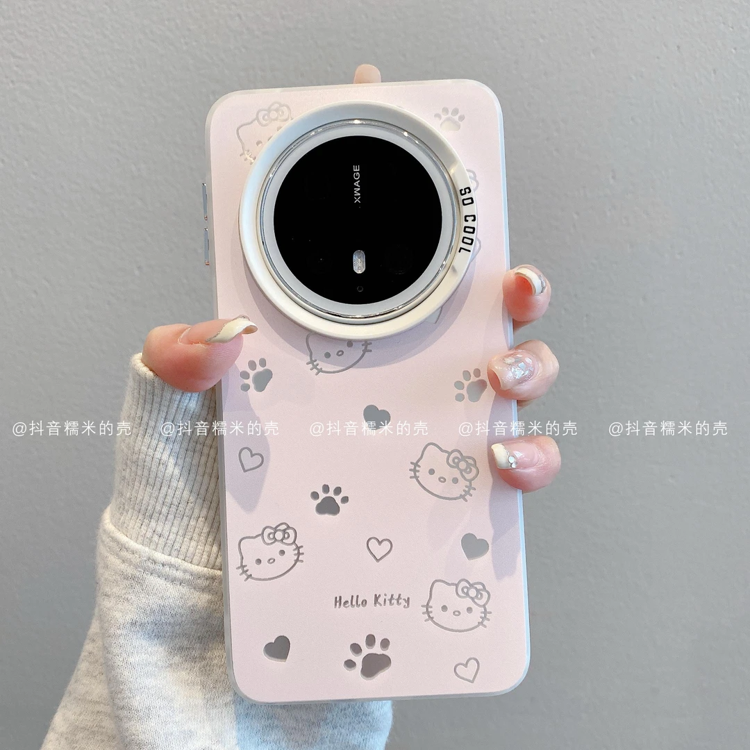 （华为mate系列）磨砂彩银适用华为mate70pro/60/50凯蒂脚印手机壳