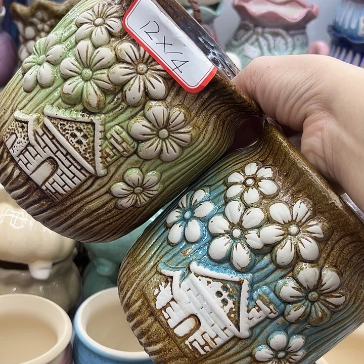 多肉绿植陶瓷花盆9.9包邮，有孔