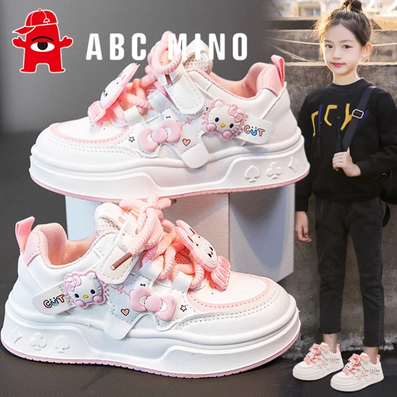 ABC MINO拉布布女童鞋子秋季儿童卡通公主板鞋休闲女孩小白运动鞋