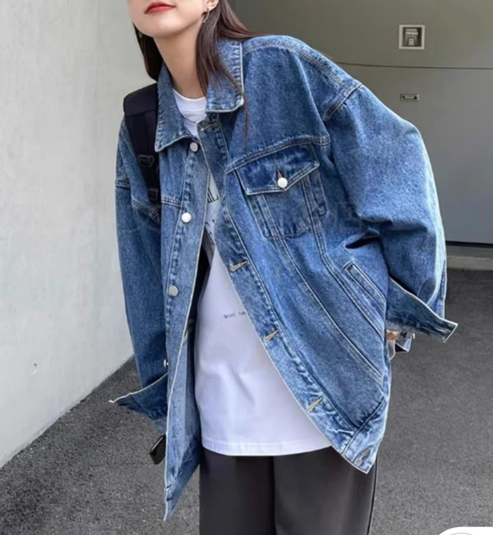 S-071-080时尚休闲潮流百搭宽松显瘦复古韩版牛仔外套男女四季款