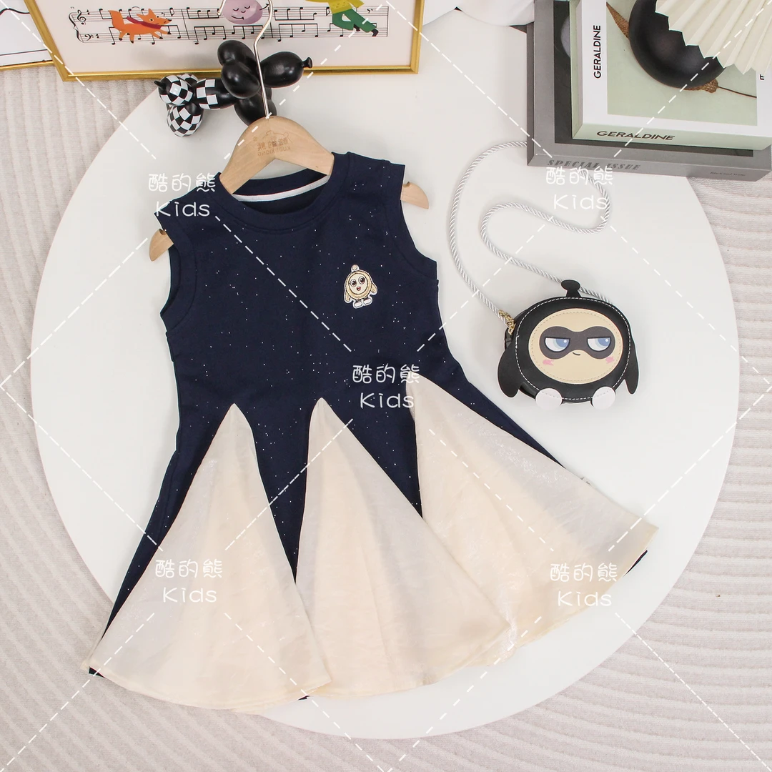 夏季女童洋气可爱风圆领裙子2025儿童韩版时尚背心连衣裙D2S5-759