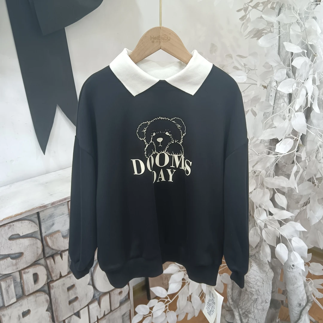 X207黑色小熊春秋卫衣/喵可喵可