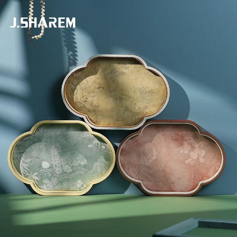 首饰展示架 珠宝首饰托盘展示盘国风饰品收纳翡翠复古拍照看货盘