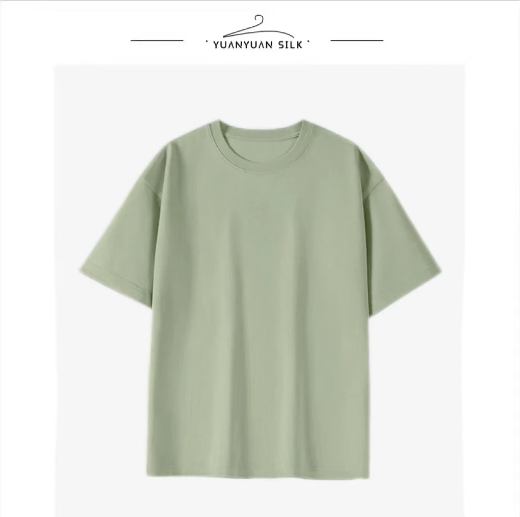 Y 高级感~桑蚕丝凉感丝光棉T恤宽松基础款圆领显瘦短袖男o45