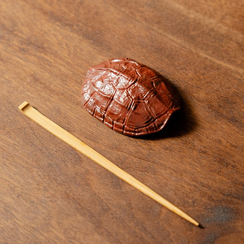 粗陶龟壳茶则茶拨两件套复古茶匙茶勺创意功夫茶道配件取茶器